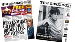 The Papers: 'Reeves must go' and Tom Stoppard tributes